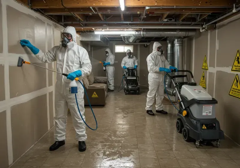 Basement Moisture Removal and Structural Drying process in Amherst, OH